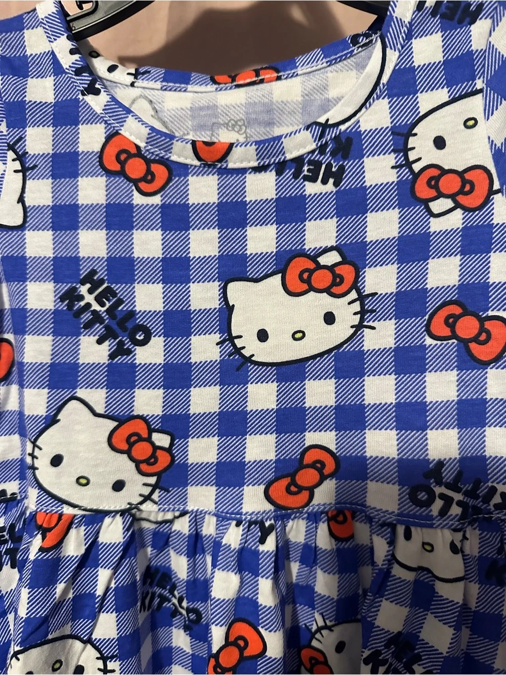 Hello Kitty Blue Gingham Dress with red Bows